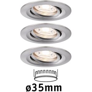 Paulmann Nova LED-inbouwspot mini - Staal geborsteld - zwenkbaar - 2.700K - Geminimaliseerd formaat