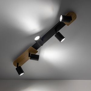 TK Lighting Cover Wood plafondspot, 5-lamps