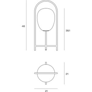 miloox by Sforzin Tafellamp Drop, melkglazen kap, frame zwart