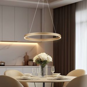 Lucande Smart LED hanglamp Yonam, goud, 1-lamp, Tuya