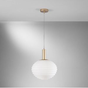 Eco-Light Hanglamp Ripple, goudkleurig/opaal, Ø 32 cm