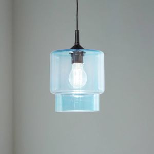 Argon Glazen hanglamp Nesto, marineblauw, Ø 18 cm, E27