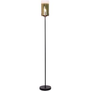 Freelight Ventotto vloerlamp, zwart/goud, hoogte 165 cm, metaal/glas
