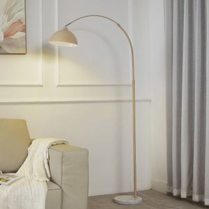 Lindby Vloerlamp Tonka, beige, metaal/marmer, 180 cm, E27