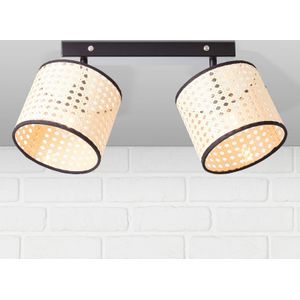 Brilliant Plafondspot Wiley, 2-lamps met rotan