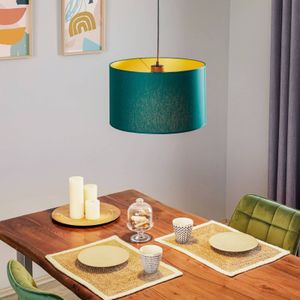 Luminex Hanglamp Soho cilindrisch 1-lamp Ø 40cm groen/goud