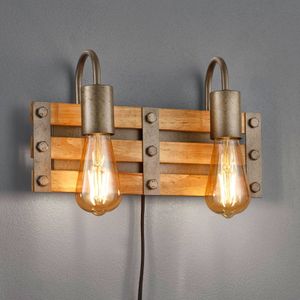 Trio Lighting Wandlamp Khan, vintage, kabel + stekker, 2-lamps