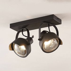 Lindby Koplamp-plafondspot Henega, zwart, met 2 lampjes