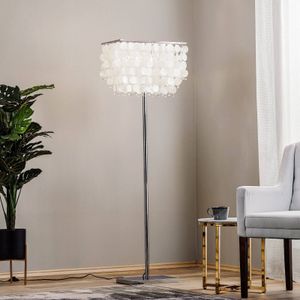 ONLI Vloerlamp Makani, chroom, met schelpdecor