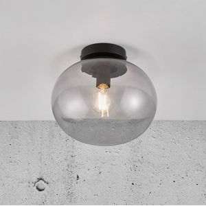 Nordlux Plafondlamp Alton met glazen kap, zwart/rook