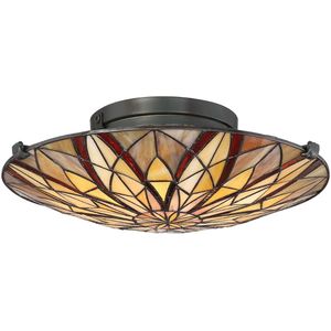 QUOIZEL Plafondlamp Victory met kap in Tiffany-stijl