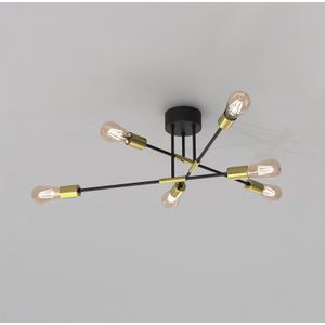 Luminex Plafondlamp Ilia, zwart/goud, 6-lamps