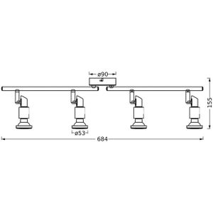 LEDVANCE LED plafondspot GU10, 4-lamps, zwart