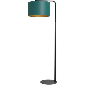 Luminex Vloerlamp Soho, cilindervormig, gebogen, groen/goud