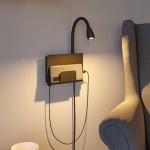 Paulmann Halina USB LED wandlamp, flexibele arm zwart