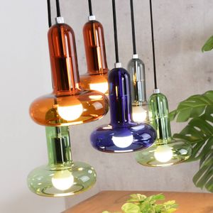 Eco-Light Perseus hanglamp, kleurrijk, lengte 65 cm, 6-lamps, glas