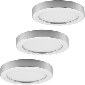 Prios LED plafondlamp Edwina, zilver, 25 cm, set van 3