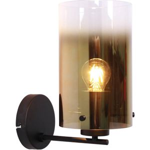 Freelight Ventotto wandlamp, zwart/goud, breedte 15 cm, metaal/glas