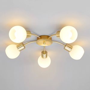Lindby Plafondlamp Elaina 5-lamps rond, messing