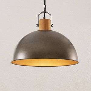 Lindby hanglamp Holgar, 1-lamp, hout, metaal, groen, E27