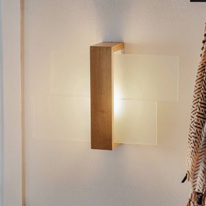 SOLLUX LIGHTING Wandlamp Shifted 1, glas en licht hout