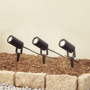 Lindby Thorgal grondspies lamp, Ø 6 cm, zwart, set van 3