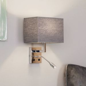 Nowodvorski Lighting Wandlamp Hotel met flexibele arm en textielen kap, grijs