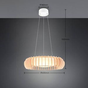 Reality Leuchten Monte LED hanglamp, Ø 60 cm, licht hout, hout, CCT