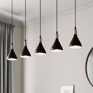 Lindby Hanglamp Arina in zwart, 5-lamps