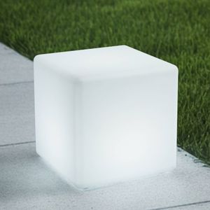 Lindby LED buitenlamp Cubara, RGB, kubus, kunststof