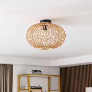 Lindby Solvira plafondlamp, bamboe vlechtwerk rond