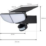 Lindby LED wandlamp op zonne-energie Naelin, zwart, sensor, IP44