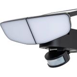 Lindby LED wandlamp op zonne-energie Naelin, zwart, sensor, IP44