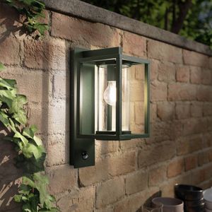 Lucande buitenwandlamp Ferda, sensor, pendel, groen, IP44