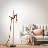 JUST LIGHT. Vloerlamp Rope met touw en hout, 1-lamp