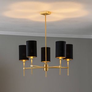 Argon Kroonluchter Azzi textiel kap 5-lamps zwart