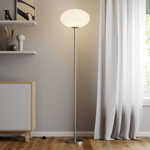 Lindby Vloerlamp Sonika, 175 cm, nikkelkleurig, glas, E27