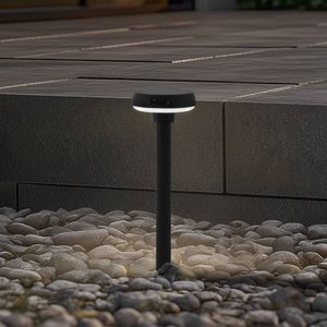 Lindby Brinca grondspies lamp op zonne-energie, zwart, PC, sensor