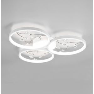 Trio Lighting LED-plafondlamp Groovy, dimbaar, wit / opaal, Woon-/ Eetkamer, metaal, LED plafondlamp