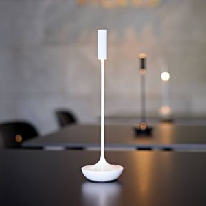 Sigor Nucandle LED oplaadbare tafellamp, wit, IP54, dimbaar Nucandle,, wit / opaal, Woon-/ Eetkamer, Aluminium