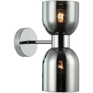 Viokef Memory wandlamp, glas, chroom/rookgrijs, 2-lamps