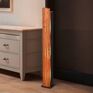 Trio Lighting Vloerlamp Karuni, hout, metaal, lichtbruin, zwart