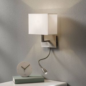 Searchlight Wandlamp 6519 met LED leeslamp, satijnzilver