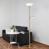 Lindby Uplighter Elaina met leeslamp, messing