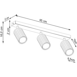 Plafondspot carbon, zwart, lengte 45 cm, aluminium, 3-lamps. Karbon SOLLUX LIGHTING, dimbaar, zwart, Woon-/ Eetkamer, Aluminium, Modern, halogeen spot