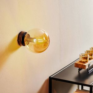 EMIBIG LIGHTING Glazen wandlamp, zwart, amber, glas, E14, Ø 14 cm