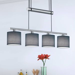 Trio Lighting Grijze stoffen lampenkappen - Garda 4-lamps hanglamp