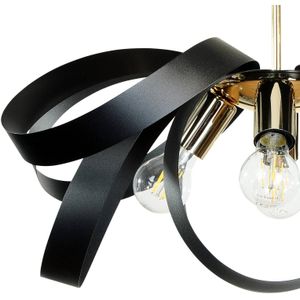 Euluna plafondlamp Petla, zwart/goud, metaal, Ø 65 cm