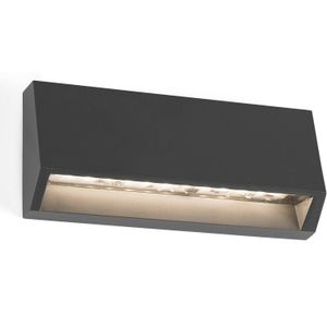 FARO BARCELONA Hoekige LED buitenwandlamp Must, breedte 15,8 cm