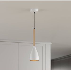 Luminex Muza hanglamp, 1-lamp, wit/licht hout